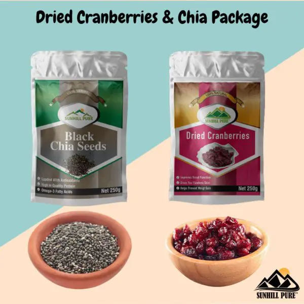 Dried Cranberries and Chia Seeds Package